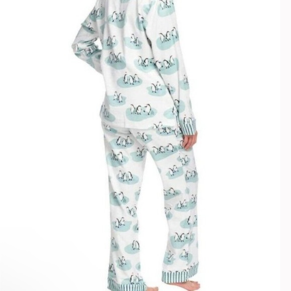Munki Munki White & Blue Penguin Snow Striped Pajama Long Sleeve Pants Set - Picture 15 of 15